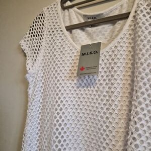 White Mesh Women's Blouse